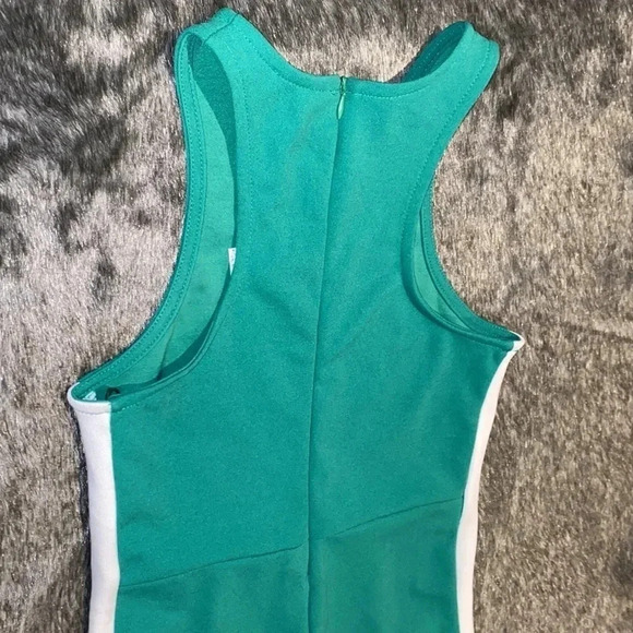 Revamped Fashion green white trim wide legs palazzo jump suit Sz S - Picture 9 of 11